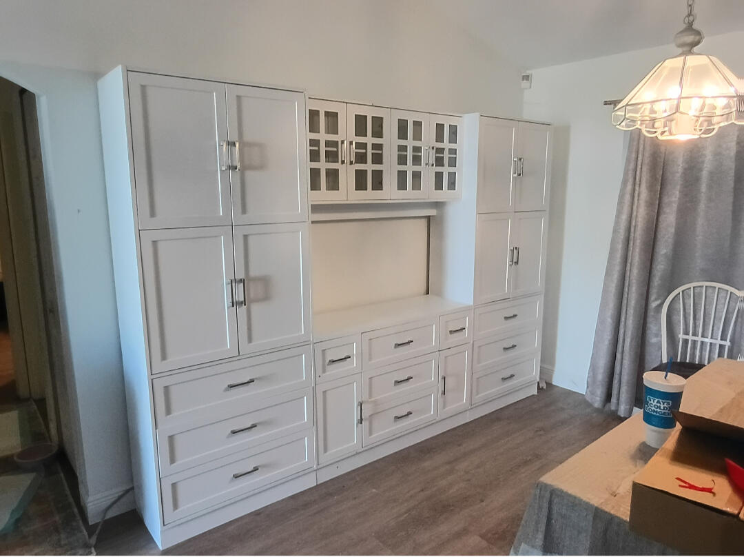 Wall unit shelving system China cabinet assembly Wall unit shelving system China cabinet assembly